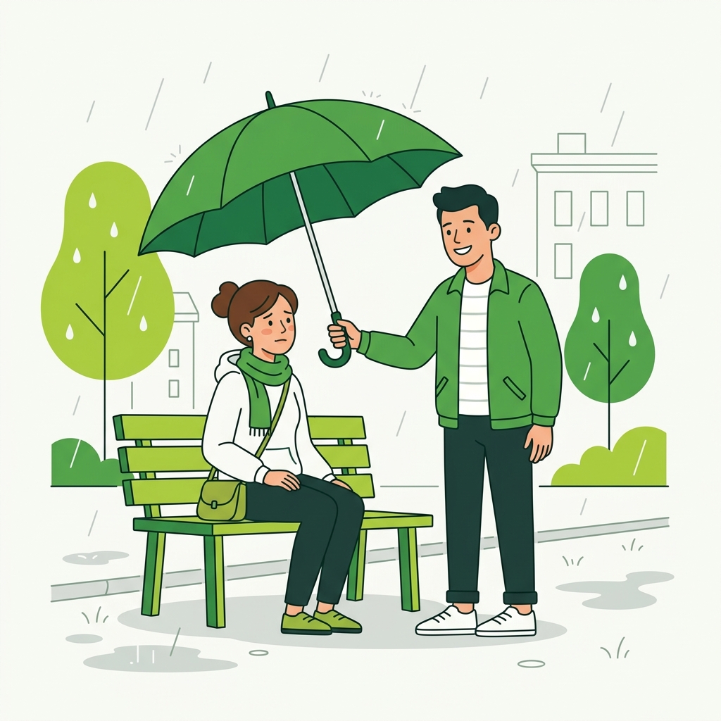 Get Help Green Umbrella Support Vector Illustration